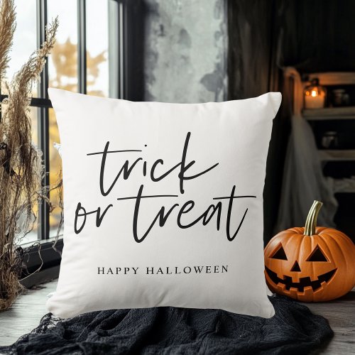 Modern Minimal Trick And Treat  Happy Halloween Throw Pillow