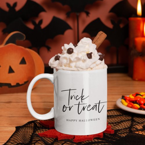 Modern Minimal Trick And Treat  Happy Halloween Two_Tone Coffee Mug