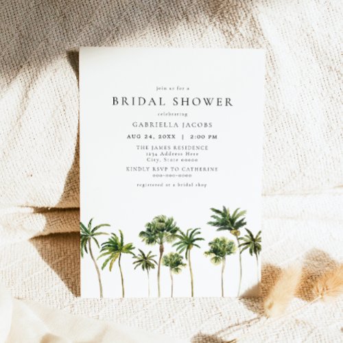 Modern Minimal Tropical Beach Palm Bridal Shower Invitation