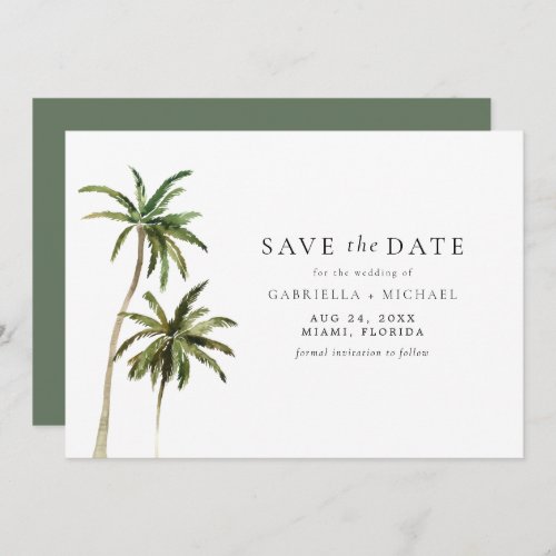 Modern Minimal Tropical Beach Palm Save the Date Invitation