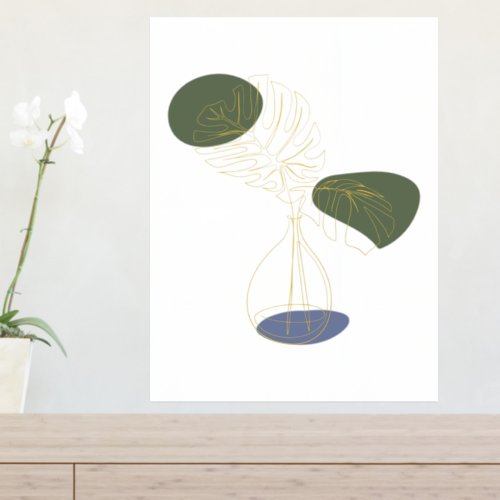 Modern Minimal Tropical Plant Line Drawing Gold Foil Prints