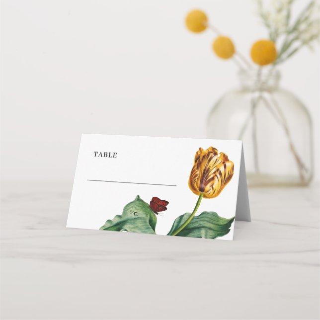 Modern Minimal Tulip Folded Place Card (Front)