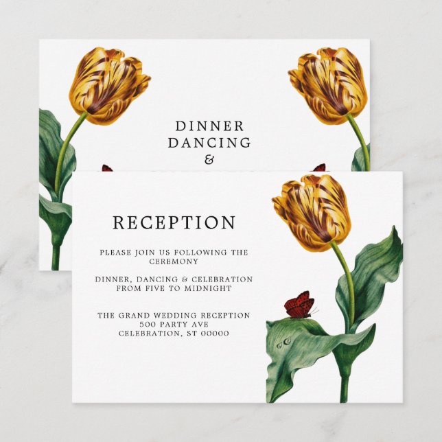 Modern Minimal Tulip | Wedding Reception Card (Front/Back)