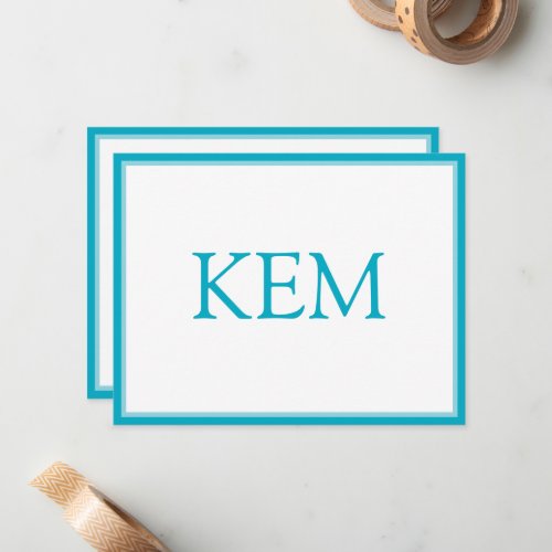 Modern Minimal Turquoise Monogram Note Card