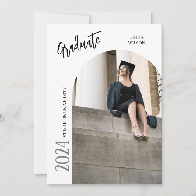 Modern Minimal Two Photo Graduation Invitation (Front)