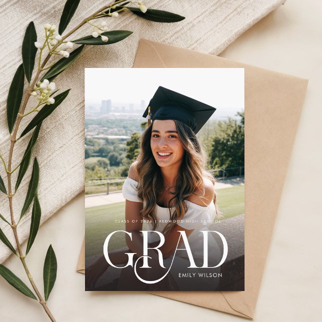 Modern Minimal Two Photo Graduation Party Invitation (Creator Uploaded)