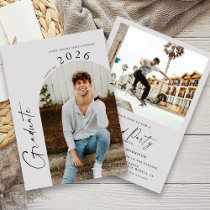 Modern Minimal Two Photo Graduation Party   Invitation