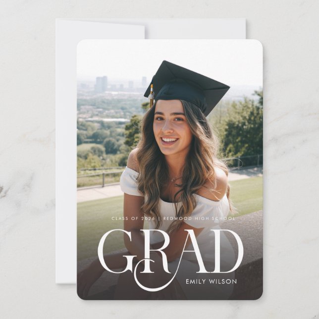 Modern Minimal Two Photo Graduation Party Invitation (Front)
