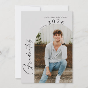 Modern Minimal Two Photo Twin Graduates Party   Invitation