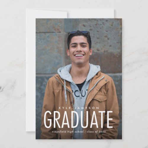 Modern Minimal Type Photo Graduation Invitation