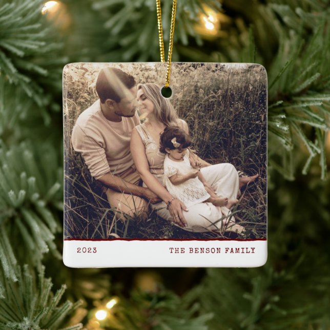 Modern Minimal Type Red Holiday Ceramic Ornament (Tree)