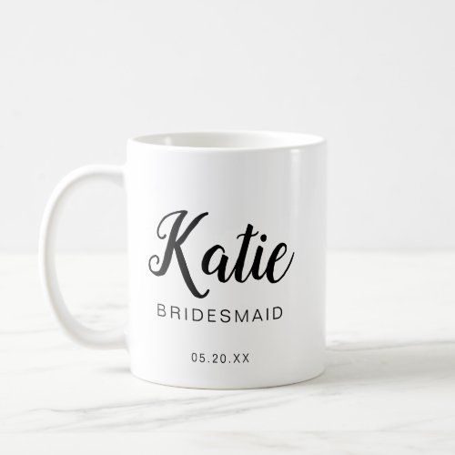 Modern  Minimal Typographic Bridesmaid Monogram Coffee Mug