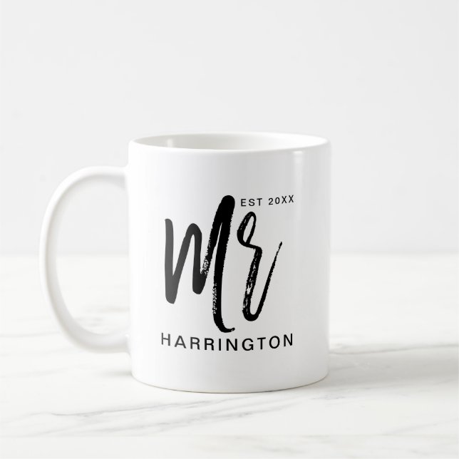 Modern & Minimal Typographic Mr Hubby Coffee Mug (Left)