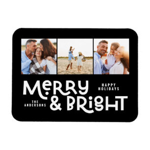 Modern minimal typography 3 photo Christmas fun M Magnet
