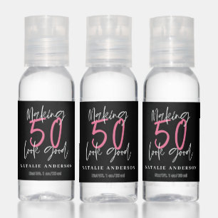 Modern minimal typography 50th birthday hand sanitizer