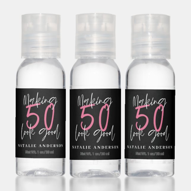 Modern minimal typography 50th birthday hand sanitizer (Set)
