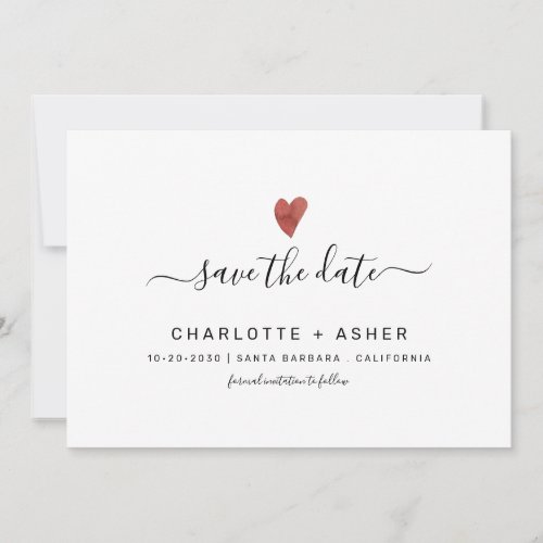 Modern Minimal Typography And Heart Save The Date