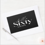Modern minimal typography black 60th birthday rectangular sticker<br><div class="desc">Modern minimal typography simple black and white 60th birthday party favor decor napkin. Part of a contemporary collection.</div>