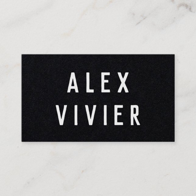 Modern Minimal Typography Black Paper Business Card (Front)