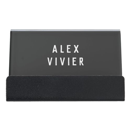 Modern Minimal Typography Black Paper Desk Business Card Holder