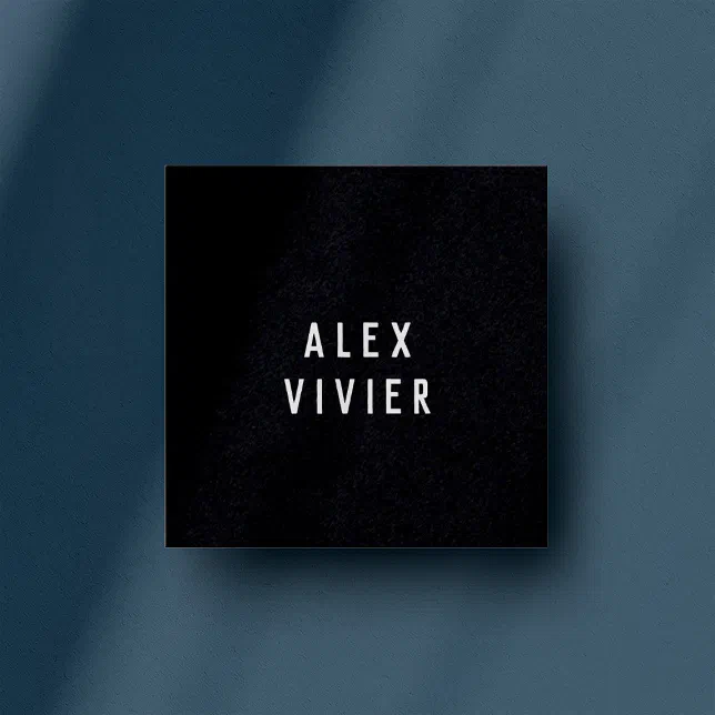 Modern Minimal Typography Black Paper Square Business Card Zazzle