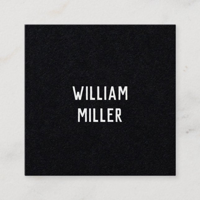 Modern Minimal Typography Black Paper Square Square Business Card (Front)