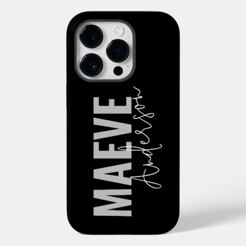 Modern minimal typography black white elegant Case_Mate iPhone 14 pro case