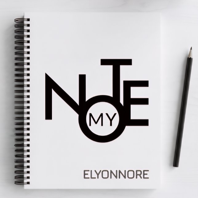 Modern Minimal Typography Black & White Name Note Notebook (Creator Uploaded)