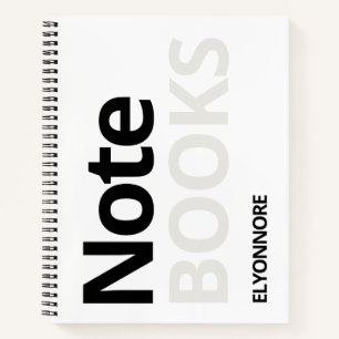 Modern Minimal Typography Black & White Name Notebook