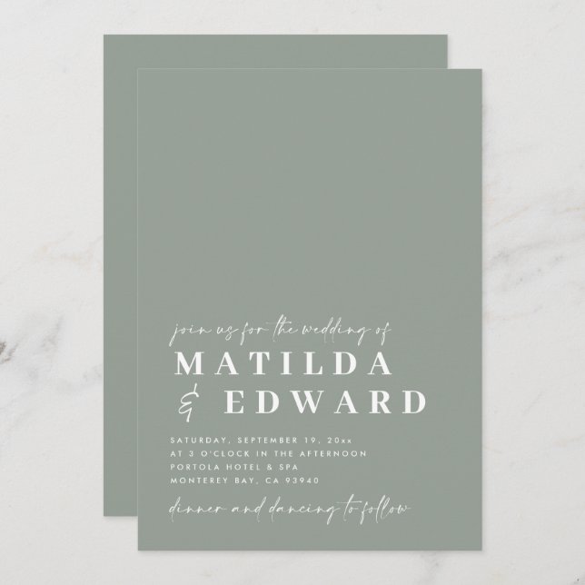 Modern minimal typography bold script wedding (Front/Back)