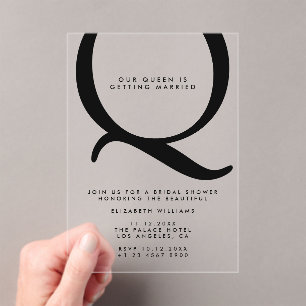 Modern Minimal Typography Bridal Shower Acrylic Invitations