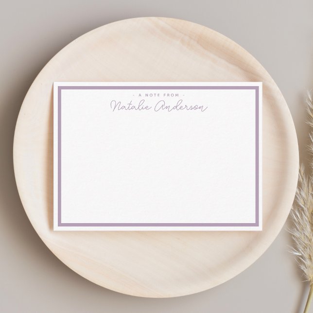 Modern Minimal Typography Casual Script Plum Note Card (Creator Uploaded)