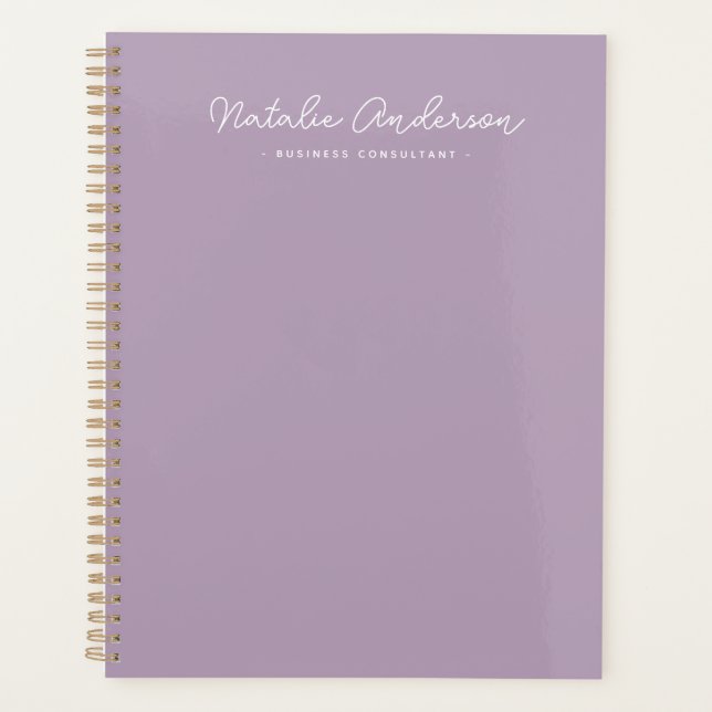 Modern Minimal Typography Casual Script Plum Planner (Front)