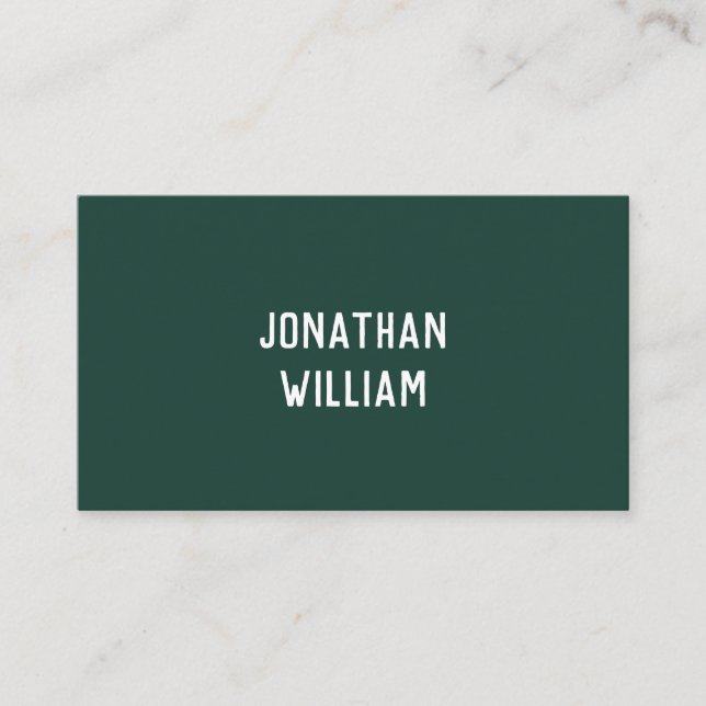 Modern Minimal Typography Emerald Green Paper  Business Card (Front)