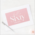 Modern minimal typography girly pink 60th birthday rectangular sticker<br><div class="desc">Modern minimal typography simple girly pink and white 60th birthday party favor decor napkin. Part of a contemporary collection.</div>