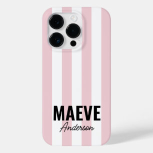 Modern minimal typography girly pink stripe Case-Mate iPhone 14 pro case