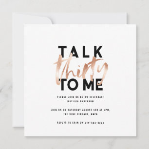 Modern minimal typography girly rose gold 30th