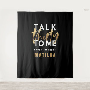 Modern minimal typography gold script 30 birthday tapestry