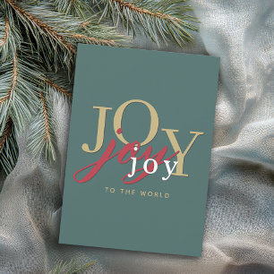 Modern Minimal Typography Joy to the World Holiday Card