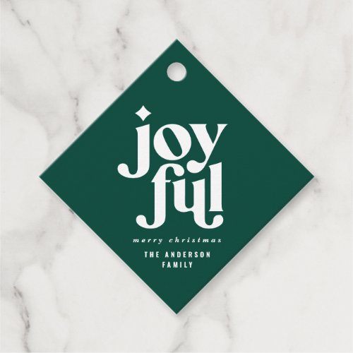 Modern minimal typography joyful holiday christmas favor tags