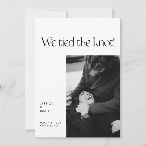 Modern Minimal Typography Just Married Elopement Announcement