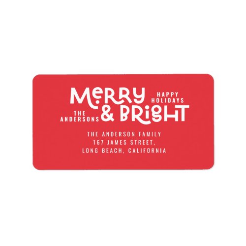 Modern minimal typography merry and bright label