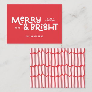 Modern minimal typography merry and bright note card