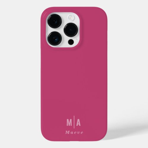 Modern minimal typography monogram girly pink Case_Mate iPhone 14 pro case