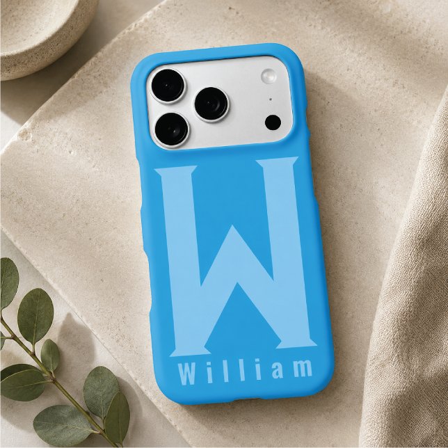 Modern minimal typography monogram sage bleu Case (Creator Uploaded)