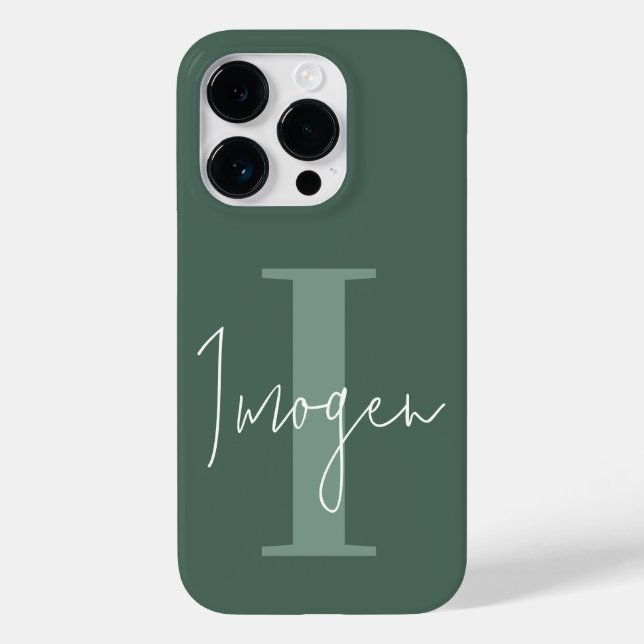 Modern minimal typography monogram sage green Case-Mate iPhone case (Back)