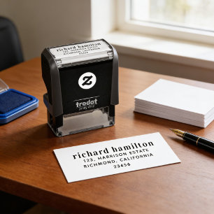 Modern minimal typography name return address  self-inking stamp