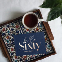 Modern minimal typography navy blue 60th birthday