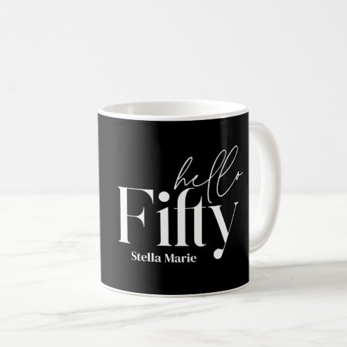 Modern minimal typography photo 50th birthday coffee mug