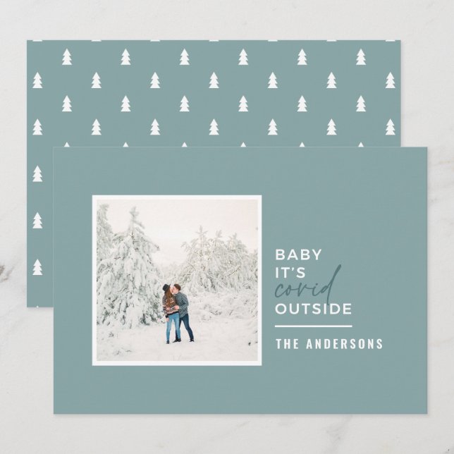 Modern minimal typography photo baby its covid holiday card (Front/Back)